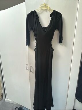 Stunning Black Evening Gown with Beaded Cutouts + Matching Bra